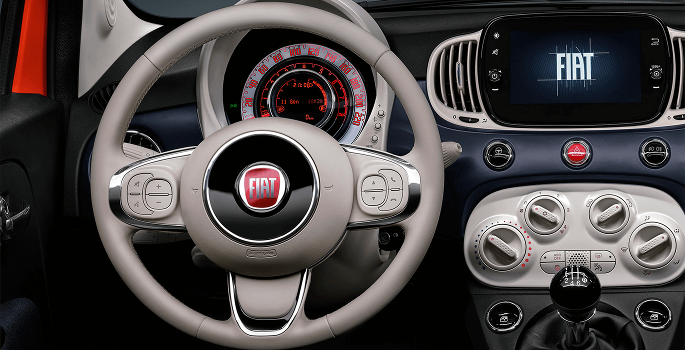 FIAT 500 Cult 1.0 52KW (70 CV) Híbrido 5 500 Cult Interiors techno leather steering wheel matt zoom Desktop 1920x1080 1 | Avanti Renting