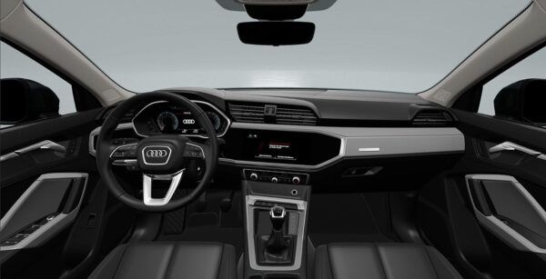 Audi Q3 Sportback Advanced 35 Tdi gris interior delantera | Avanti Renting