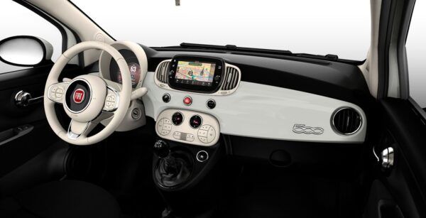 FIAT 500 Dolcevita 1.0 52KW 70 CV Hibrido blanco interior delantera | Avanti Renting