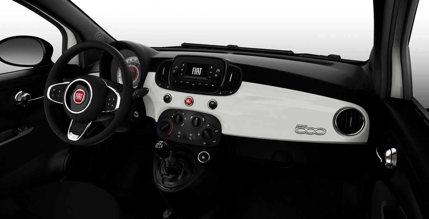 Fiat 500 1.0 Hybrid interior delantero negro | Avanti Renting