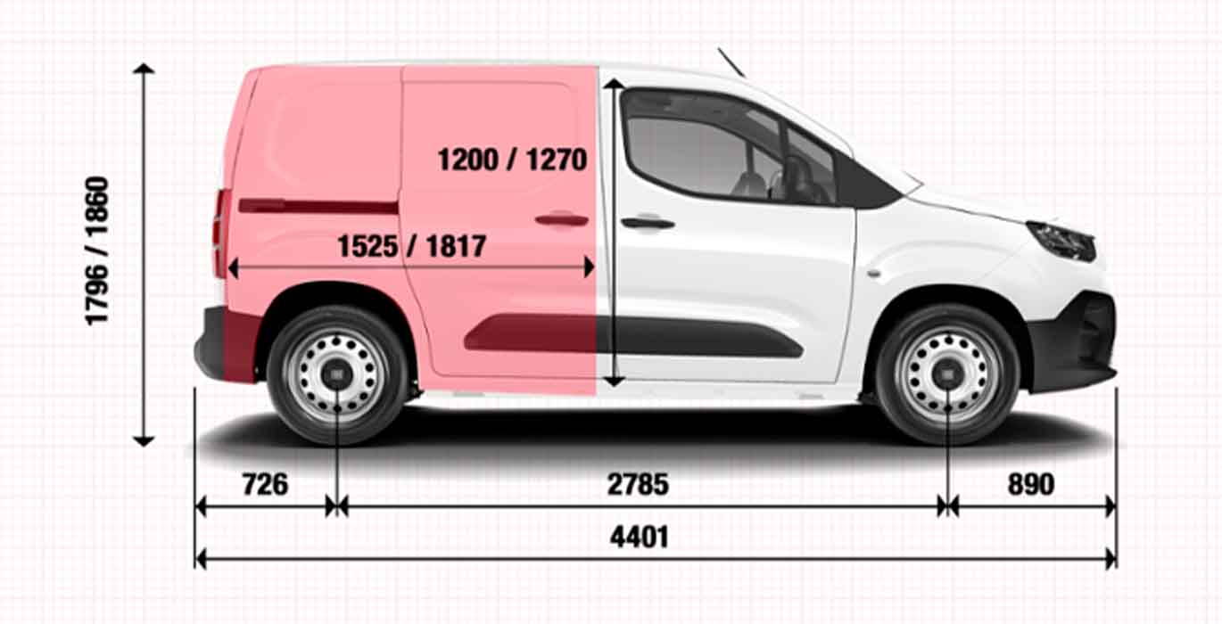 FIAT DOBLO FURGON L1 BLUEHDI 1.5L 100CV MANUAL dimensiones | Avanti Renting