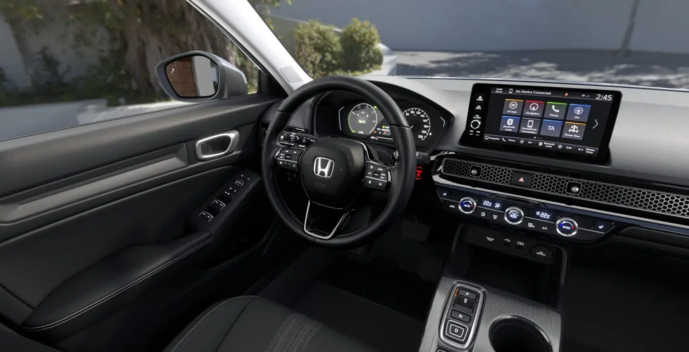 Honda Civic 2.0 i-MMD Elegance CVT 3 Honda Civic 2.0 i MMD Elegance CVT interior delantera | Avanti Renting