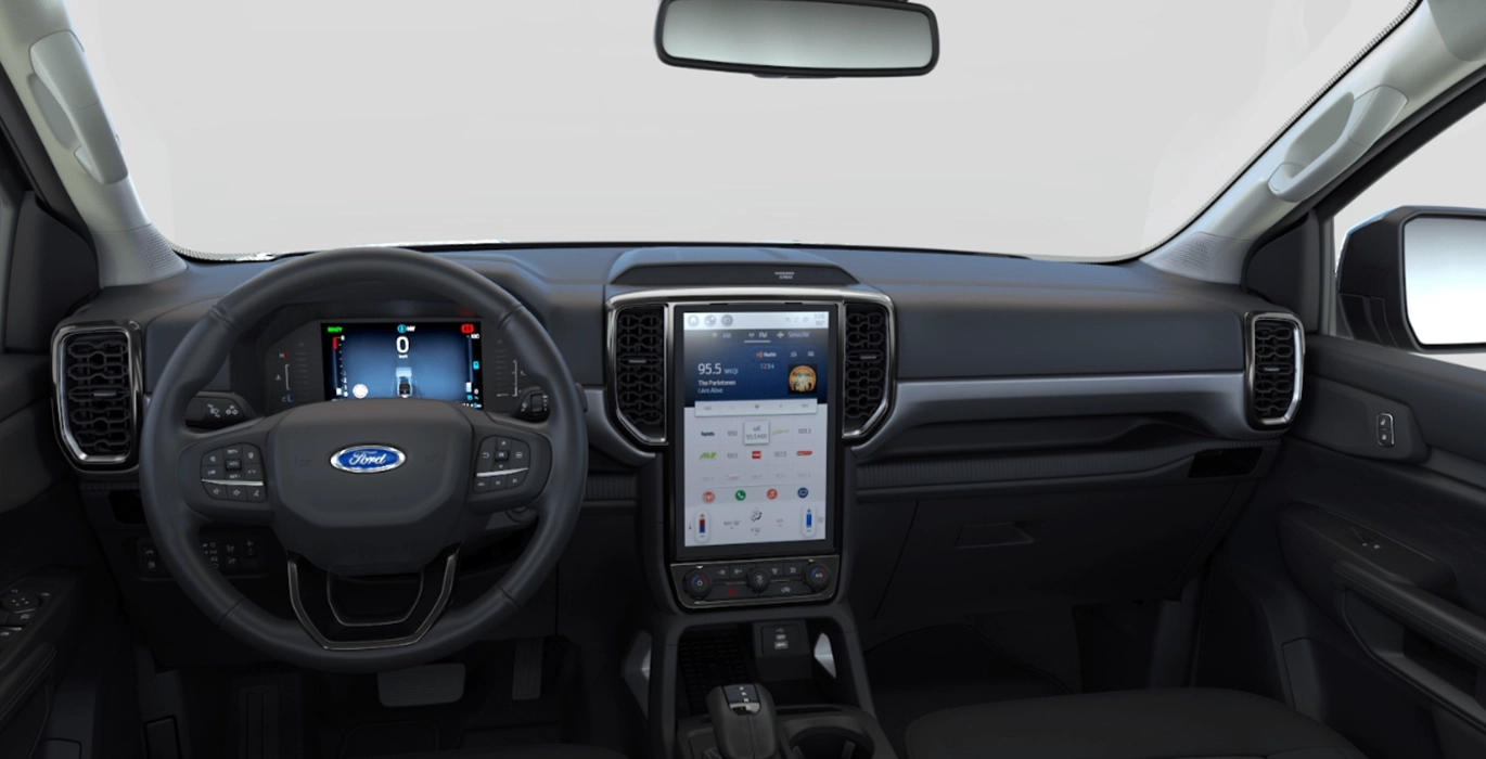 FORD Ranger XLT Doble Cabina 2.3 TVCT PHEV 280CV Automática 3 FORD Ranger XLT Doble Cabina 2.3 TVCT PHEV 280CV Automatica interior delantera | Avanti Renting