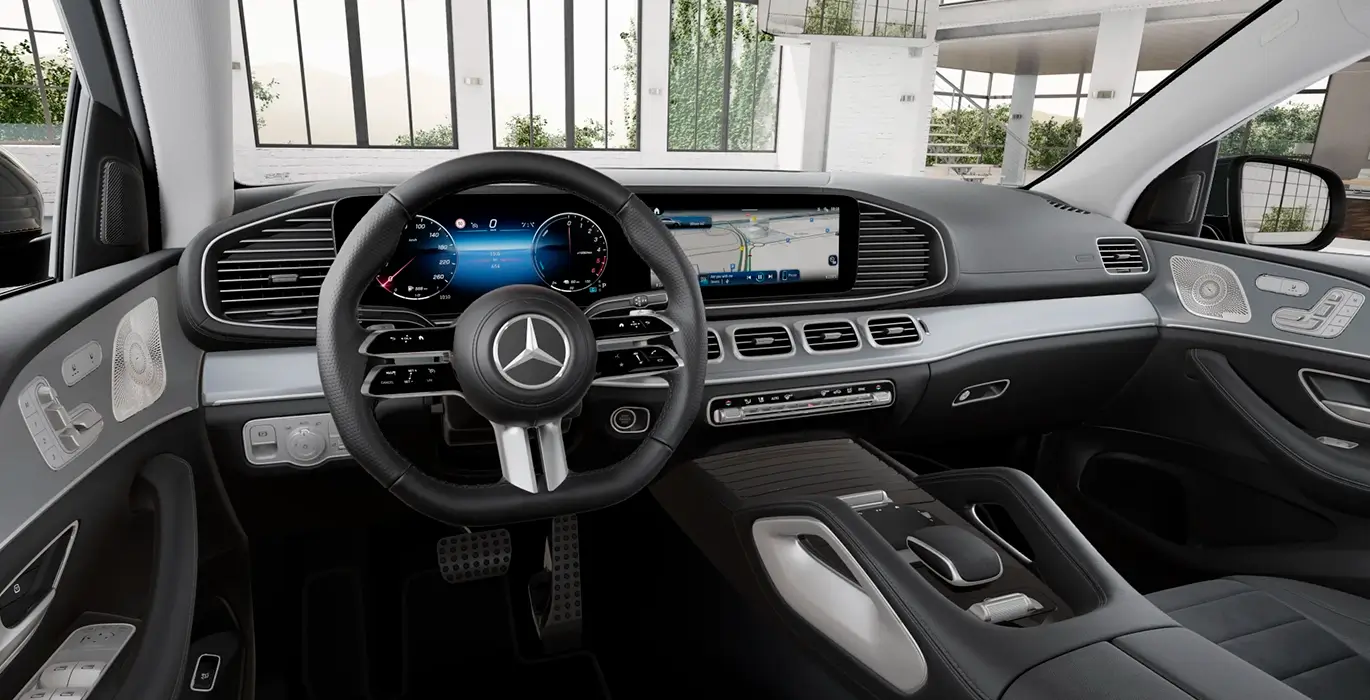 Mercedes Benz GLE 350de 4MATIC Coupe interior delantera | Avanti Renting
