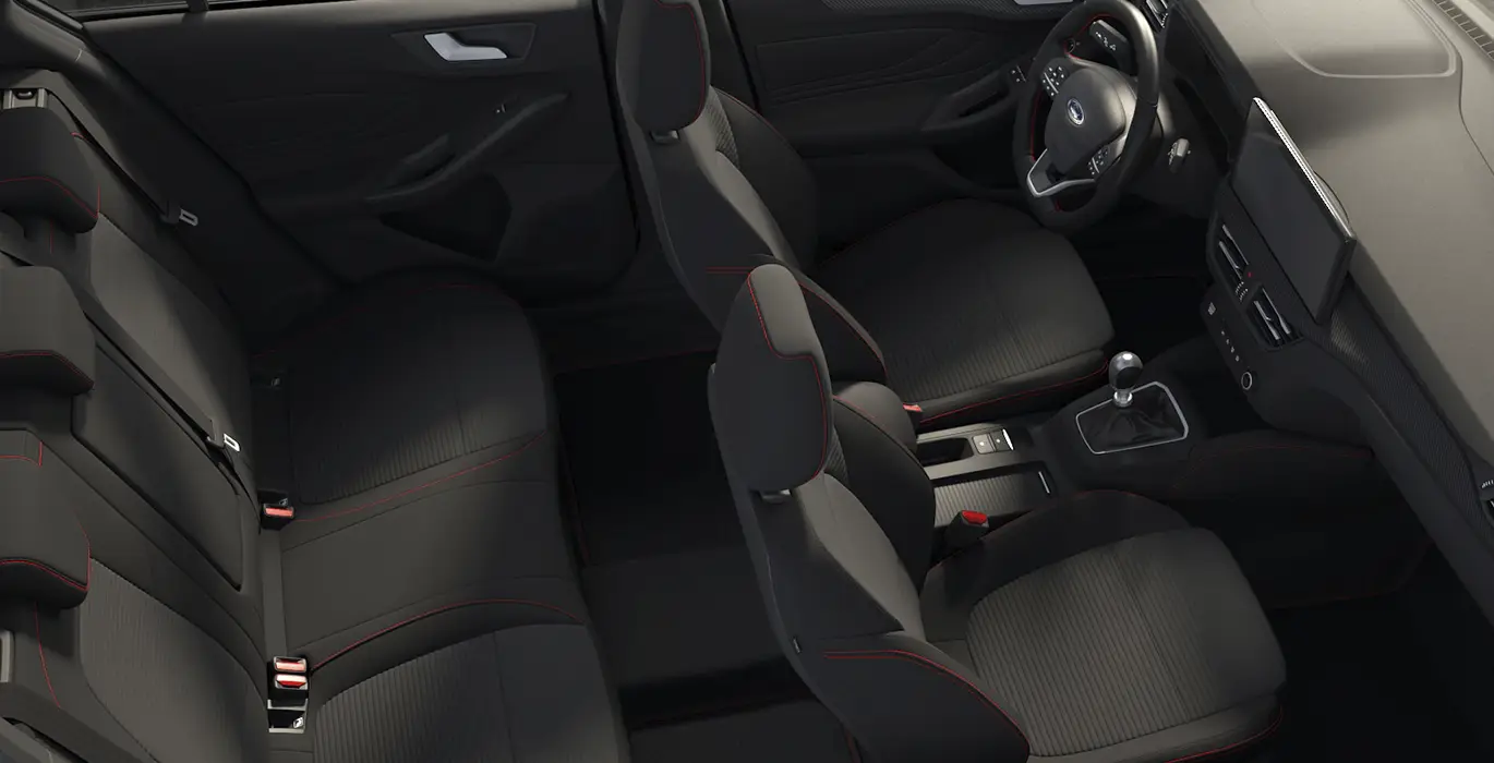 Ford Focus ST Line X 1.0T EcoBoost MHEV 125CV interior trasera | Avanti Renting