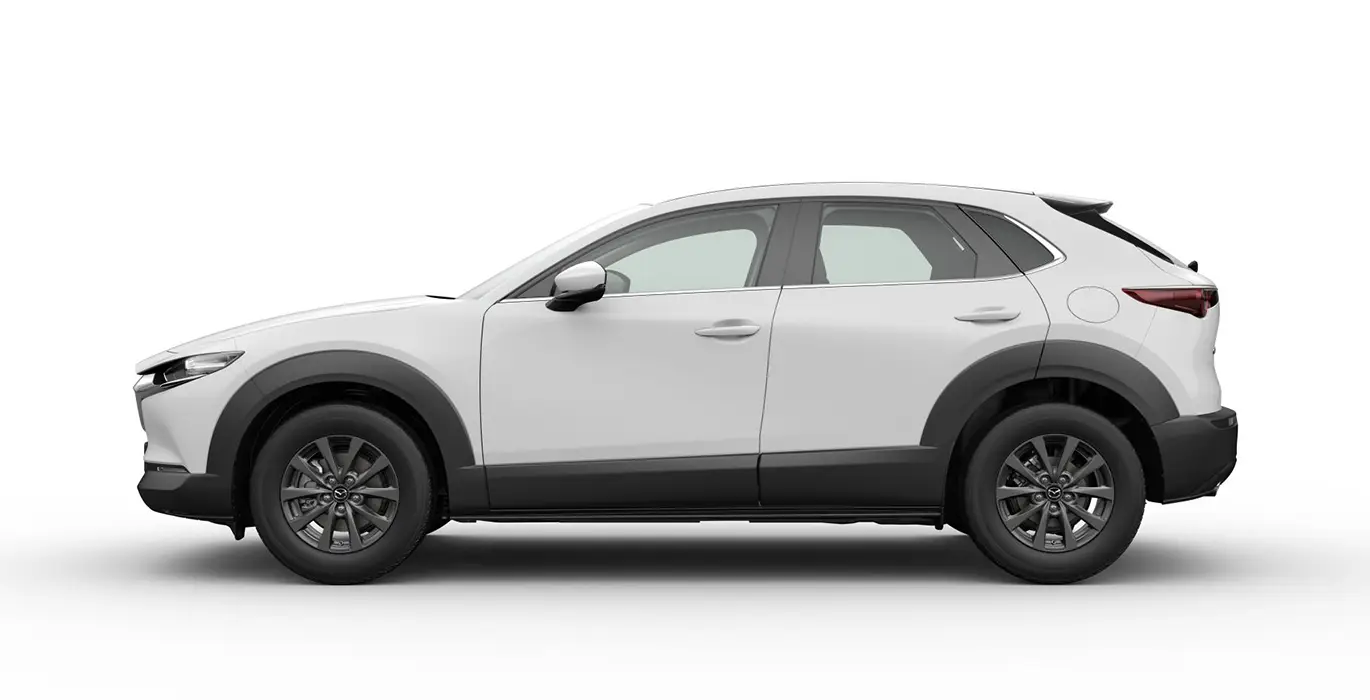 MAZDA CX 30 2.5L E SKYACT G MHEV PRIME LINE MANUAL blanco lateral II | Avanti Renting