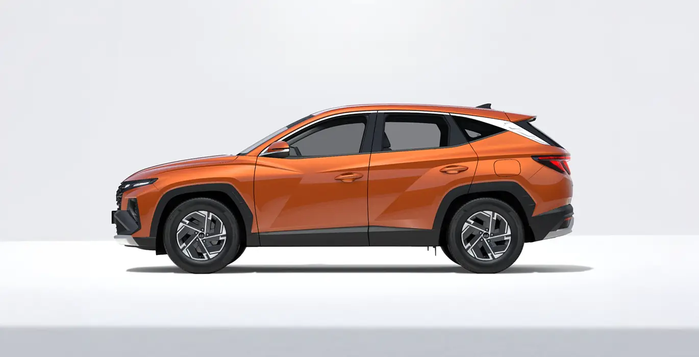 Hyundai Tucson FL 1.6T 239CV HEV AT Klass naranja lateral | Avanti Renting