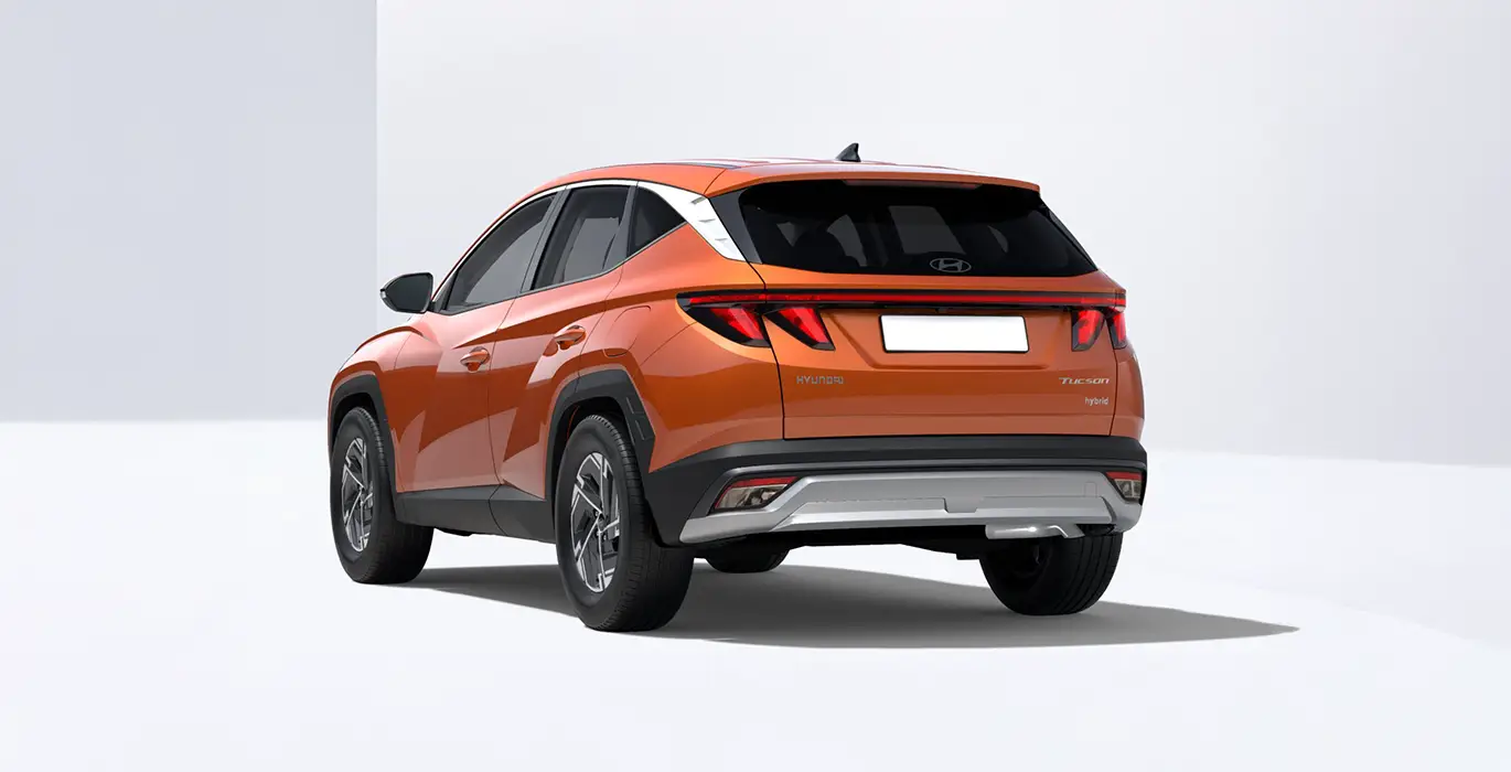 Hyundai Tucson FL 1.6T 239CV HEV AT Klass naranja trasera | Avanti Renting