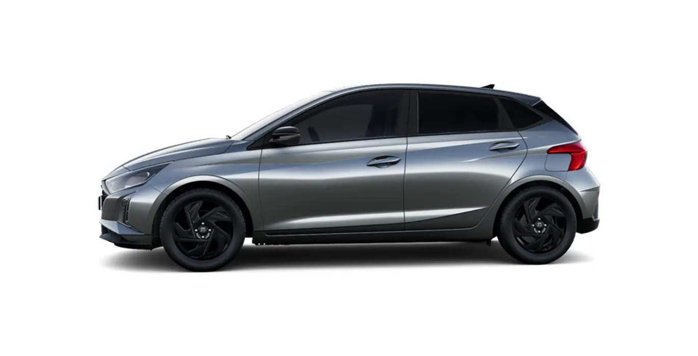 Hyundai i20 1.0T Black Line 90cv MY26 lateral gris oscuro | Avanti Renting