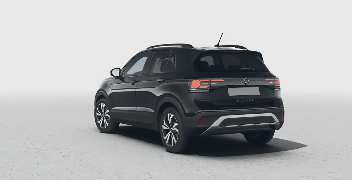 VOLKSWAGEN T-CROSS MÁS 1.0TSI 85KW 115CV 1 VOLKSWAGEN T CROSS MAS 1.0TSI 85KW 115CV negro trasera | Avanti Renting
