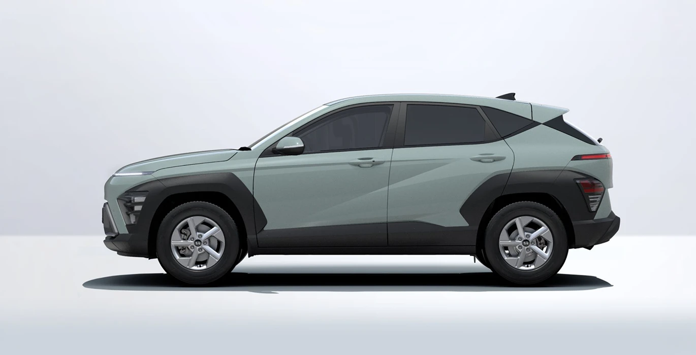 Hyundai Kona HEV 1.6 GDI Maxx DT 138CV lateral verde | Avanti Renting