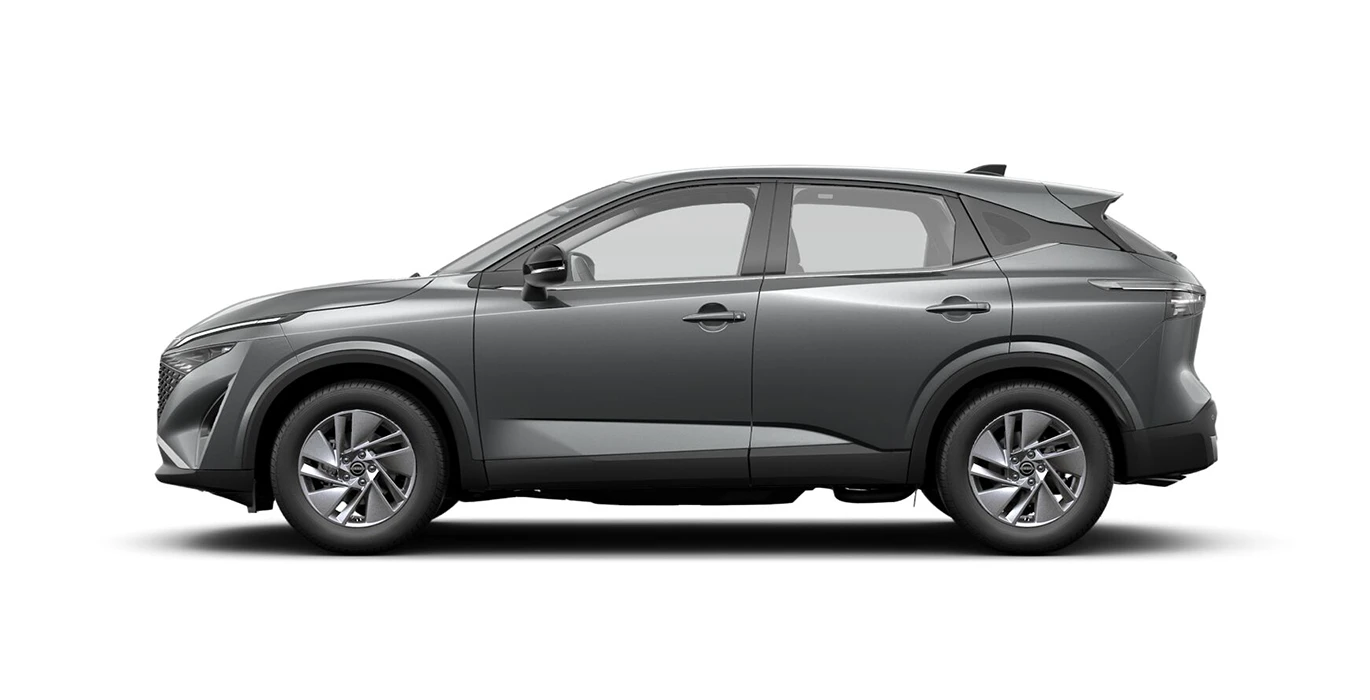Nissan Qashqai 5P DIG T 103kW 140CV MHEV 12V 6MT 4x2 Acenta lateral gris | Avanti Renting