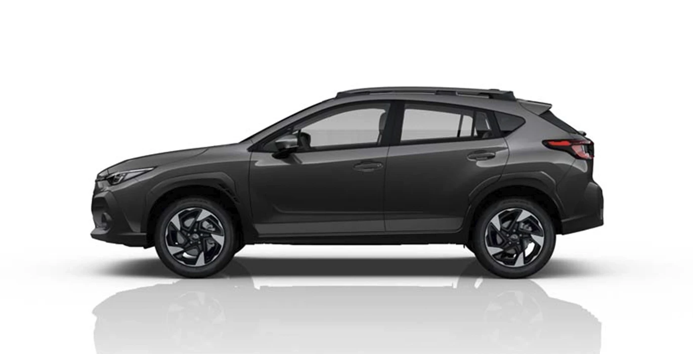 Subaru Crosstrek 2.0i Hybrid Field CVT lateral gris oscuro | Avanti Renting