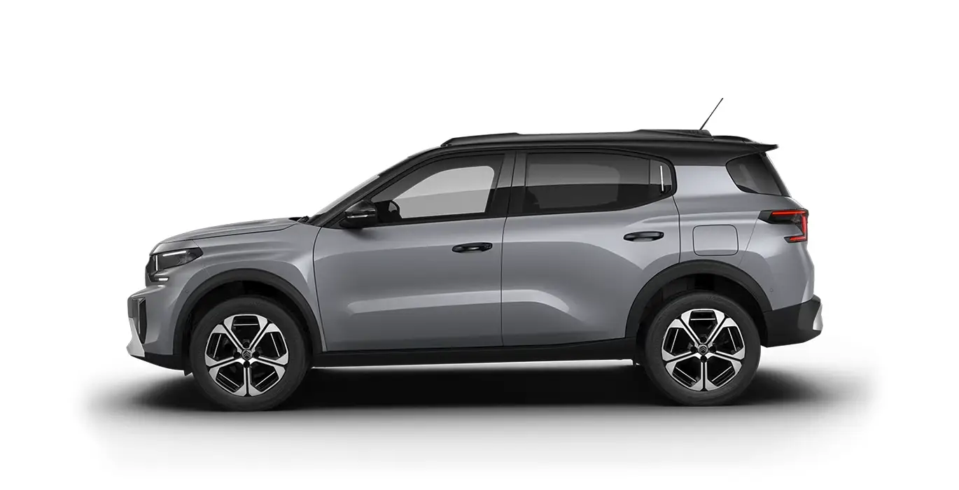 Citroen C3 Aircross Hybrid 145 Ë-DCS6 MAX 2 Citroen C3 Aircross Hybrid 145 E DCS6 MAX gris lateral | Avanti Renting