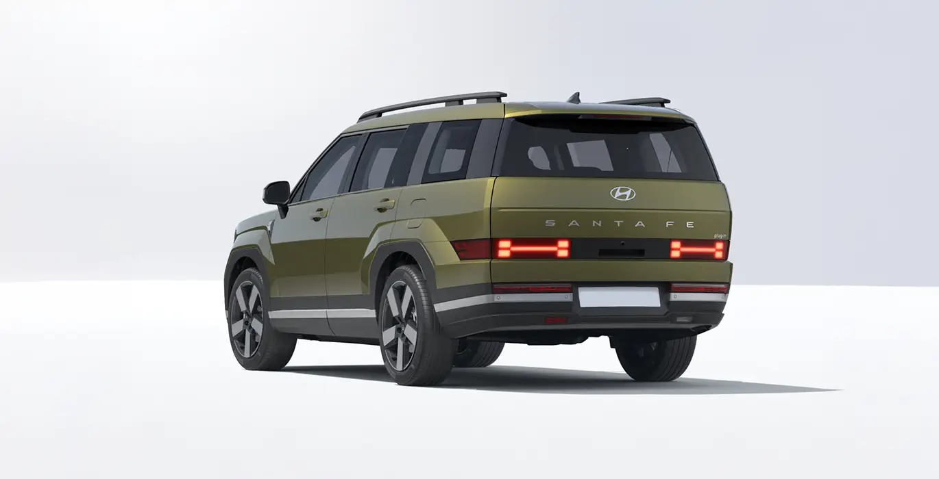 Hyundai Santa Fe 1.6 T GDI Maxx PHEV 252CV 4x4 6AT verde trasera | Avanti Renting
