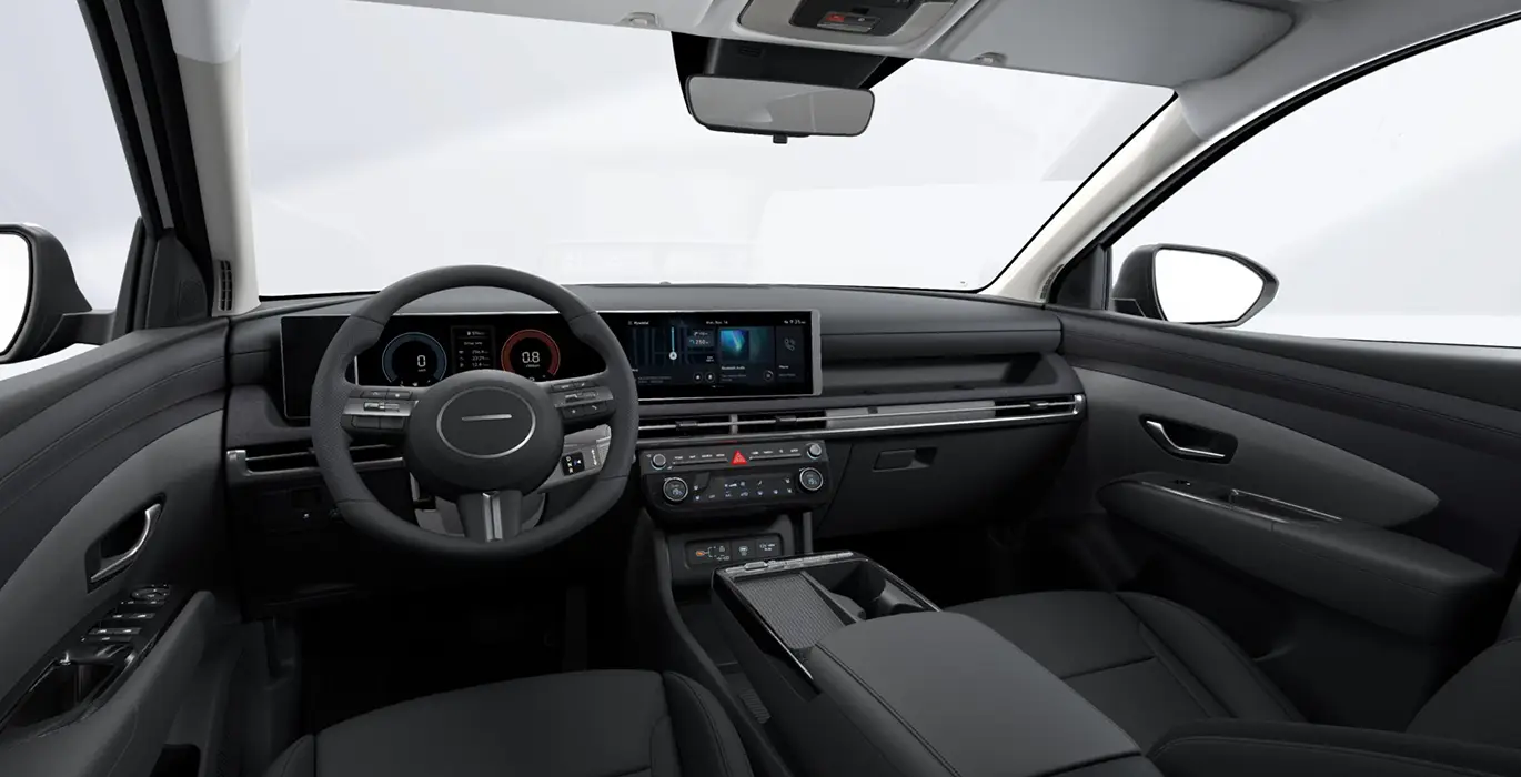 Hyundai Tucson 1.6T 239CV HEV AT Klass interior negro delantera | Avanti Renting