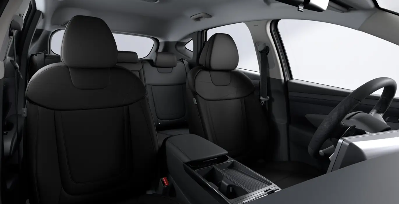 Hyundai Tucson 1.6T 239CV HEV AT Klass interior negro trasera | Avanti Renting