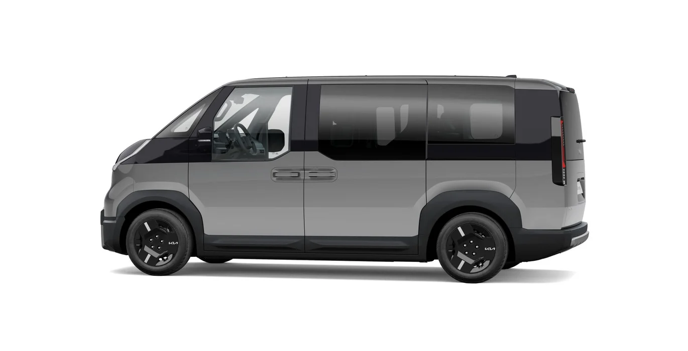 KIA PV5 Passenger L2H1 Long Range Plus lateral steel gray | Avanti Renting