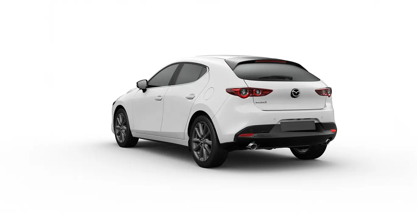 Mazda 3 2.5 e Skyactive G 140cv Centre Line blanco trasera | Avanti Renting