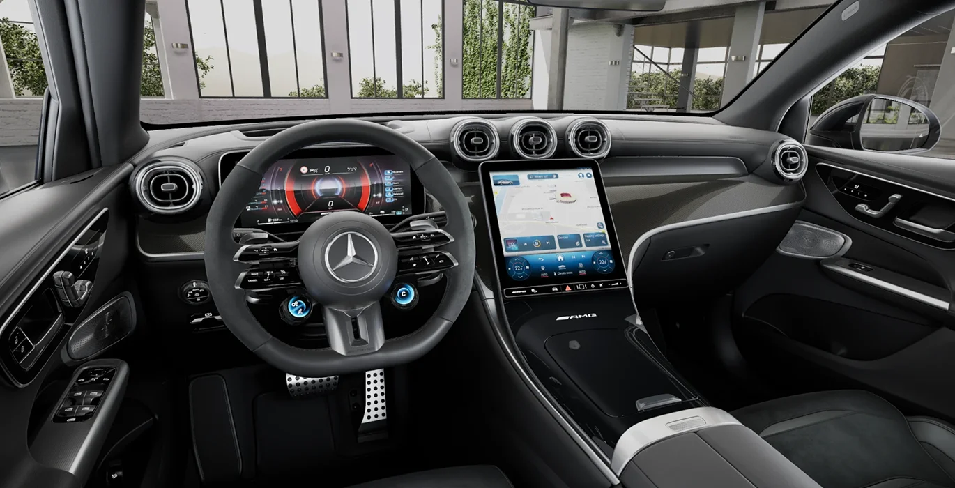 Mercedes AMG GLC Coupe 63 S E Performance interior delantera | Avanti Renting