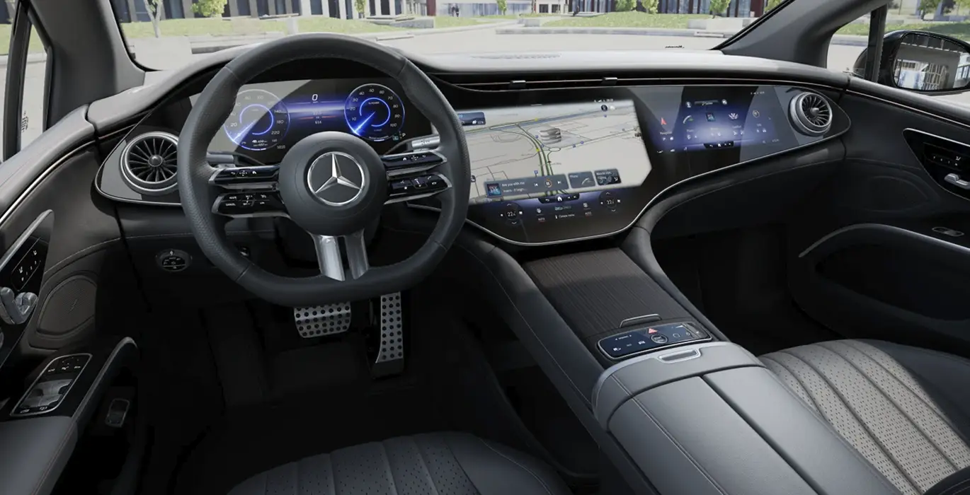 Mercedes Benz EQS 350 Edition interior delantera | Avanti Renting