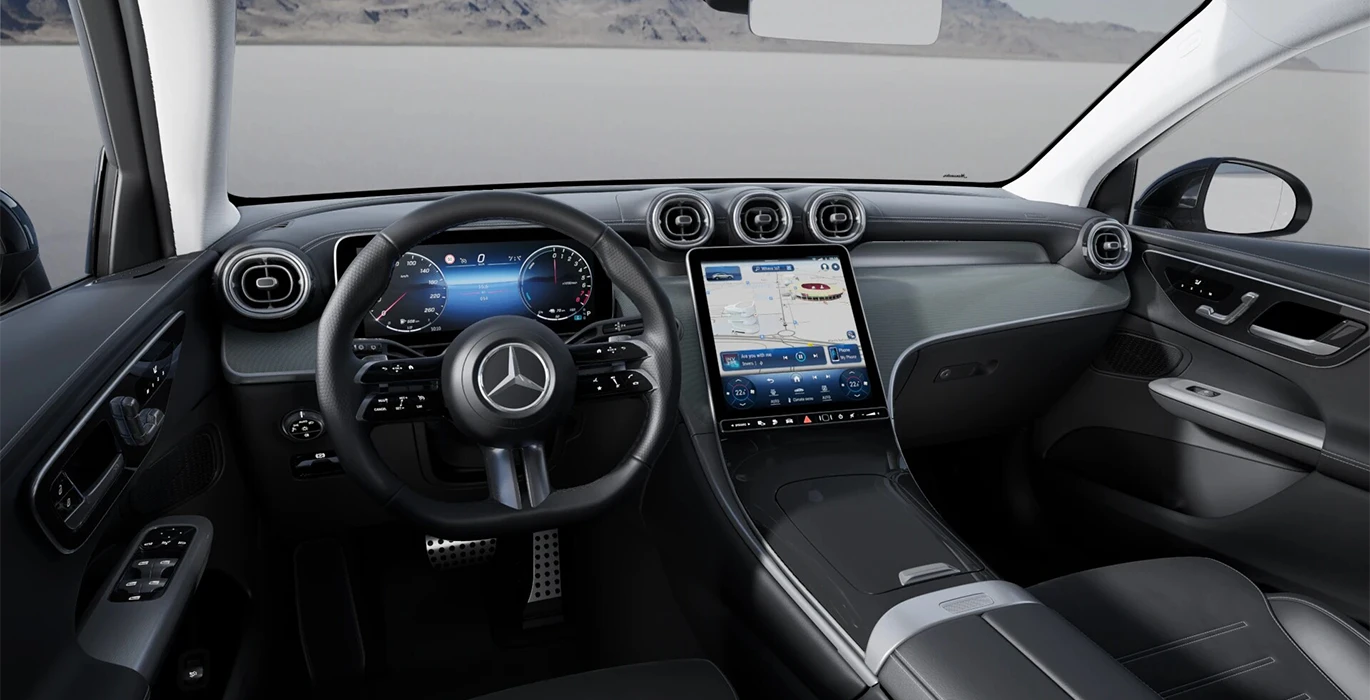 Mercedes-Benz GLC Coupé 300 e 4MATIC 3 Mercedes Benz GLC Coupe 300 de 4MATIC gris interior delantera | Avanti Renting