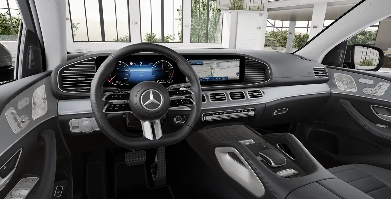 Mercedes Benz GLE 350de 4MATIC Coupe interior delantera | Avanti Renting