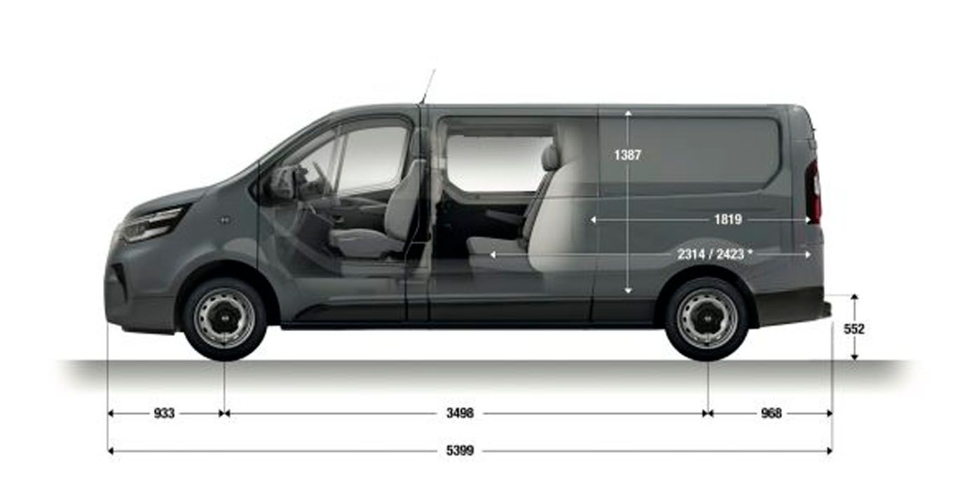 NISSAN Primastar Combi 9 plazas 2 0 dCi L2H1 Go exterior medidas | Avanti Renting