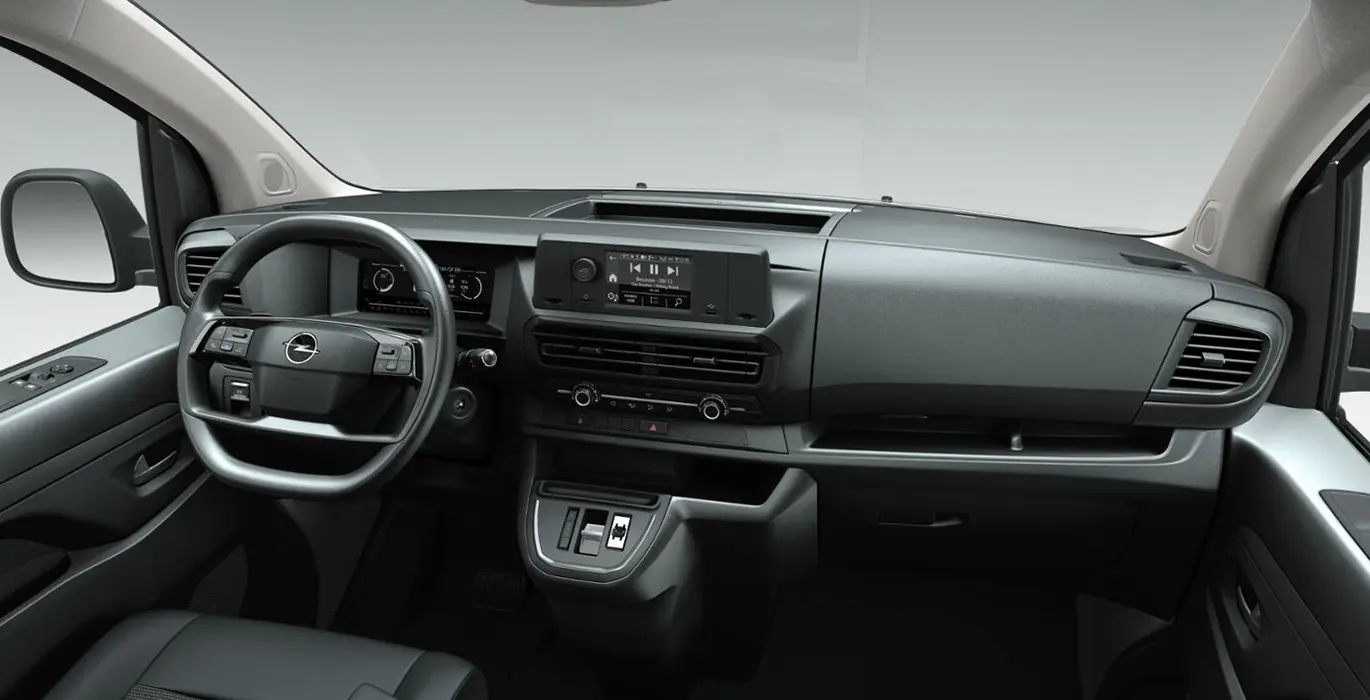 Opel Vivaro Furgon Electric 100kW Bateria 75 kWh VU interior delantera | Avanti Renting