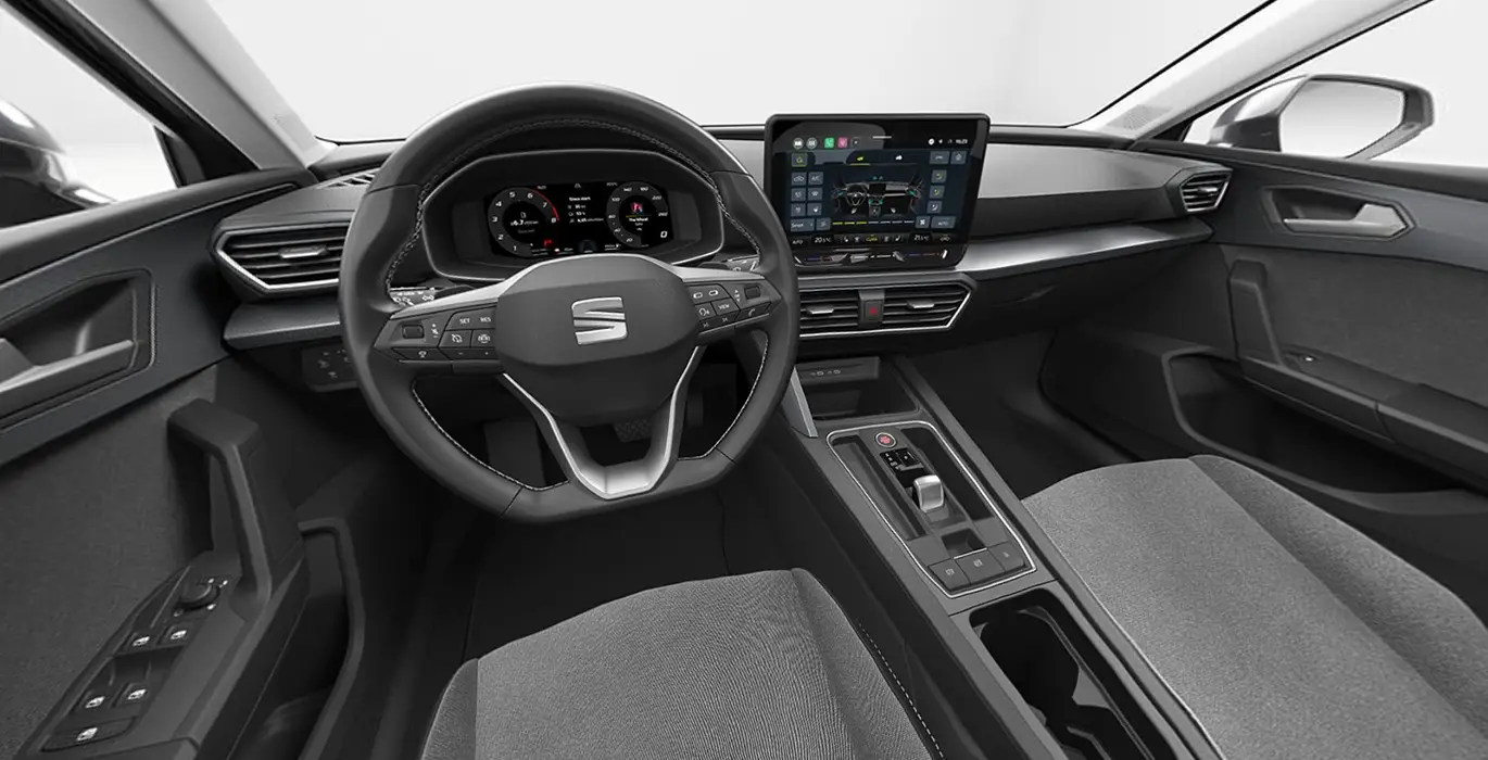 Seat León 1.5 eTSI (115CV) DSG Style XL 3 Seat Leon 1.5 eTSI 115CV DSG Style XL sin fondo principal interior delantera | Avanti Renting