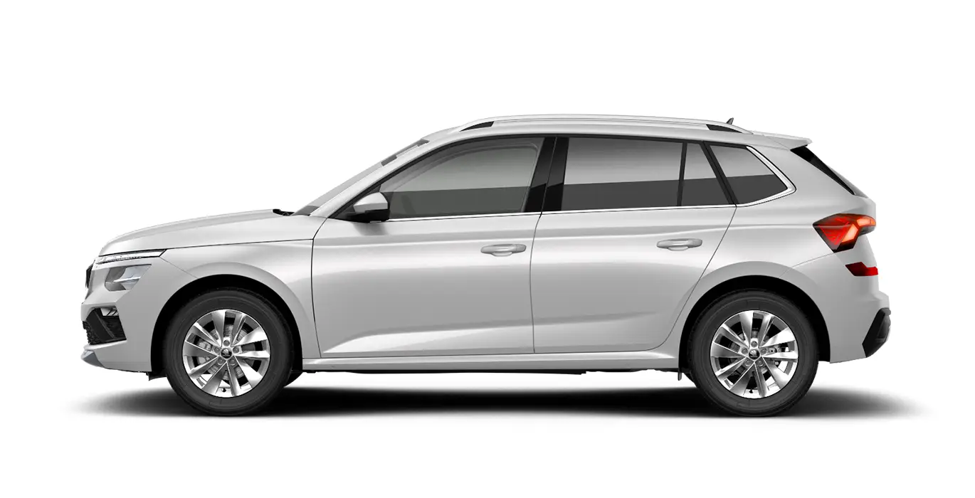 Skoda Kamiq 1.5 TSI 110kW 150CV DSG Selection blanco lateral | Avanti Renting