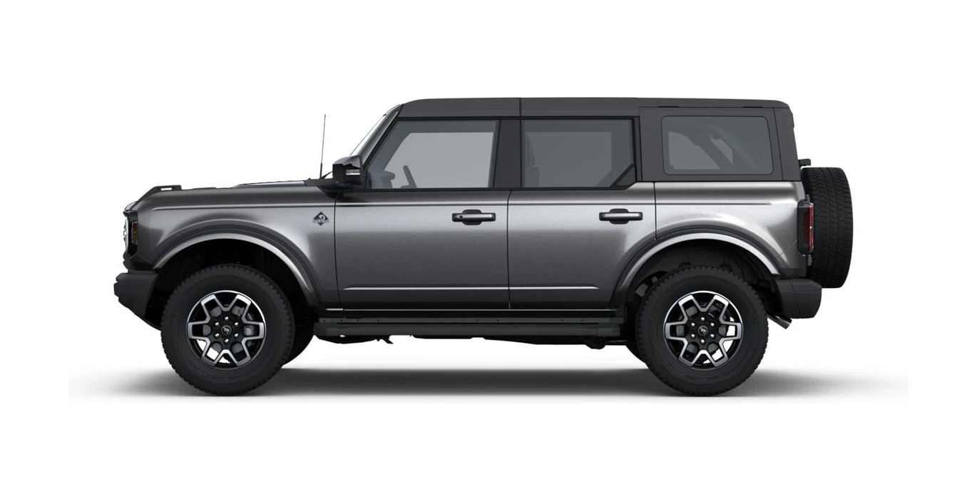 Ford Bronco Outer Banks 2.7 EcoBoost 335cv Automatico 4x4 lateral gris carbonized | Avanti Renting